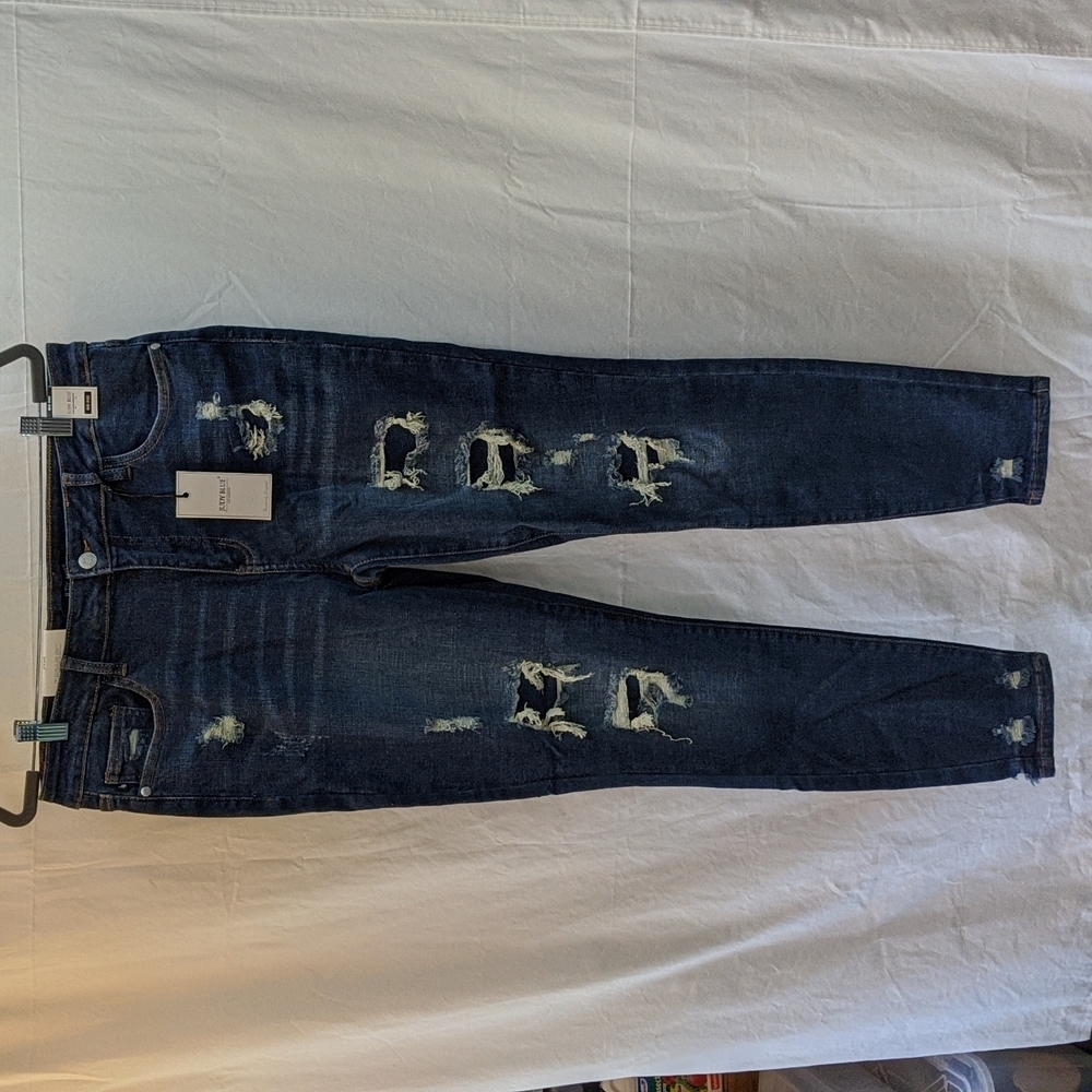 Judy Blue mid-rise skinny fit jeans distressed patches size 15/32 NWT